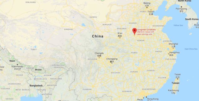 Where are Longmen Grottoes on map of China