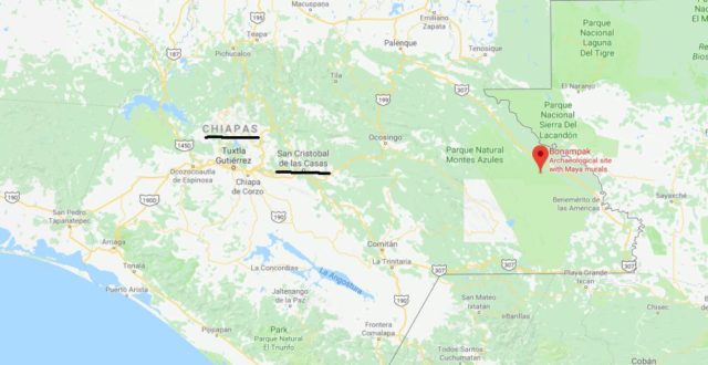 Where is Bonampak on map of Chiapas