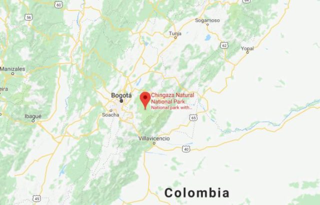 Where is Chingaza Natural National Park on map of Bogota
