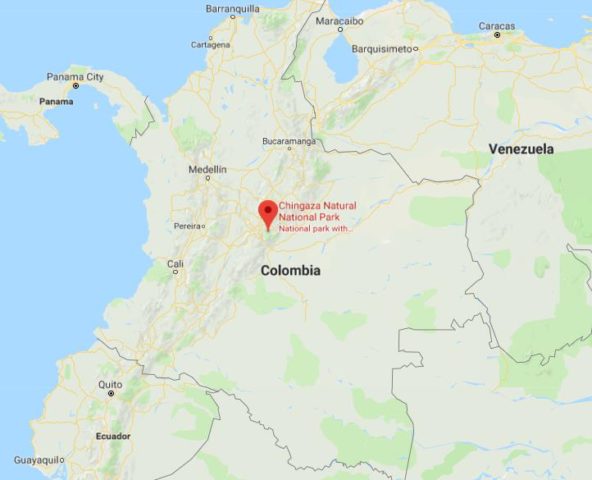 Where is Chingaza Natural National Park on map of Colombia