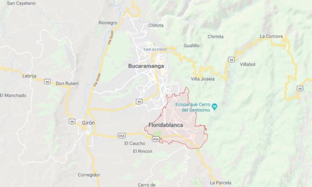 Floridablanca on map of Bucaramanga