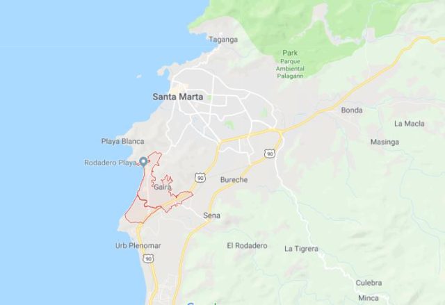 Where is Gaira on map of Santa Marta