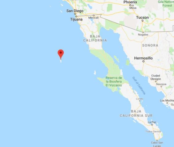Where is Guadalupe Island on map of Baja California