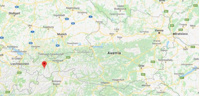 Kaunertal on map of Austria