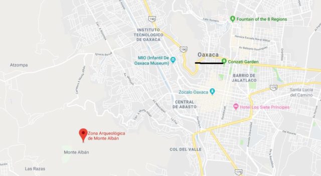Where is Monte Alban on map of Oaxaca City