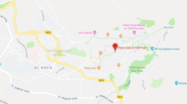 Place Outa et Hammam on map of Chefchaouen