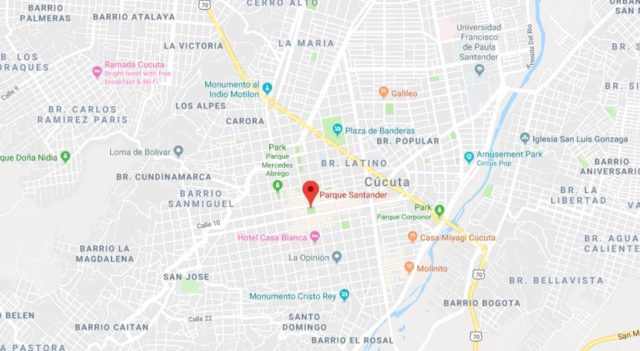 Where is Santander Park on map of Cucuta