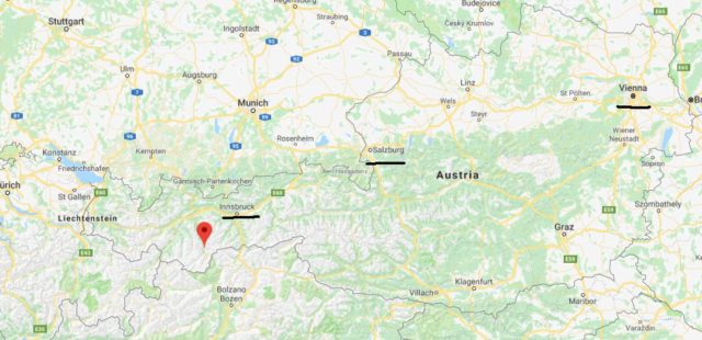 Where is Solden on map of Austria