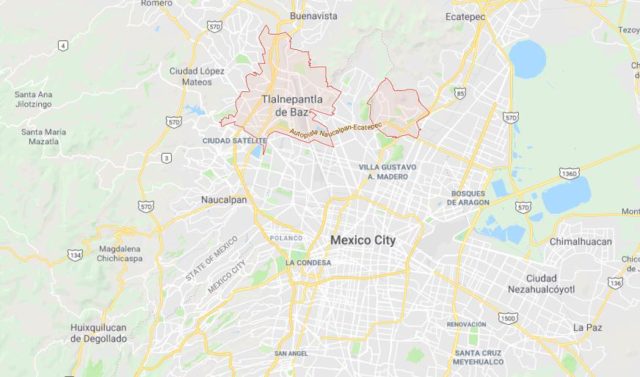 Where is Tlalnepantla de Baz on map of Mexico City