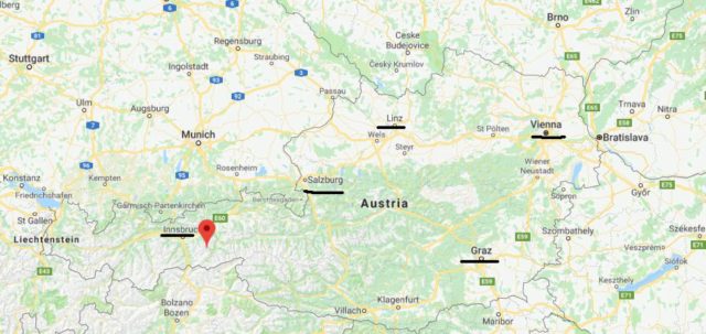 Where is Tux on map of Austria