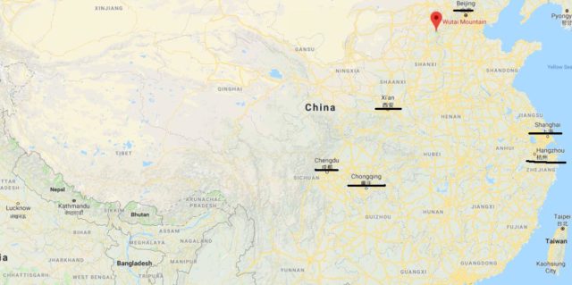 Where is Wutai Mountain on map of China