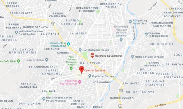Where is the Cathedral on map of Cucuta