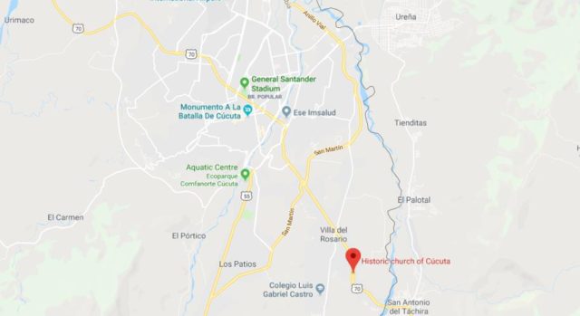 Where is the Historic Church on map of Cucuta