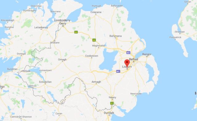  Lisburn on map of Northern Ireland