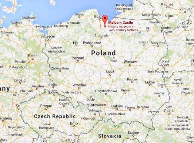 Where is Malbork Castle on map of Poland