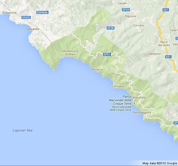 Map of Cinque Terre