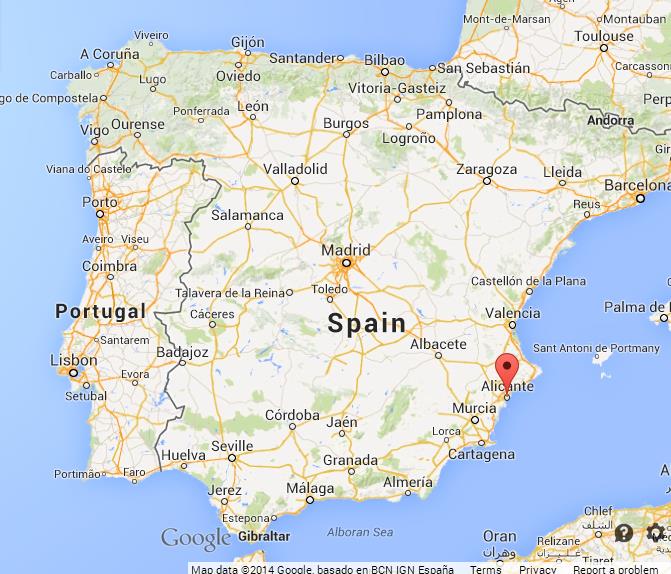 Alicante Op De Kaart Van Spanje - kaart