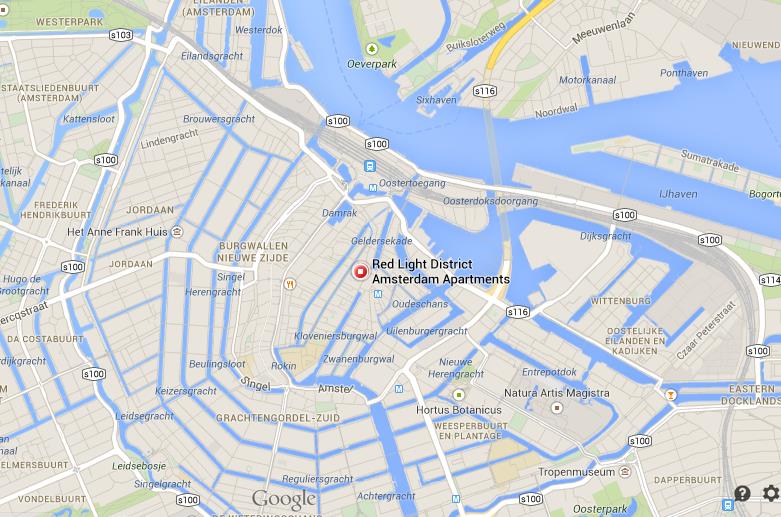 Where is Red Light District on map of Amsterdam.