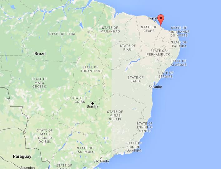 Where is Canoa Quebrada on map Brazil