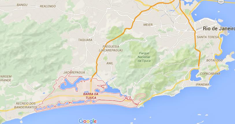 Where is Barra da Tijuca on map Rio Janeiro