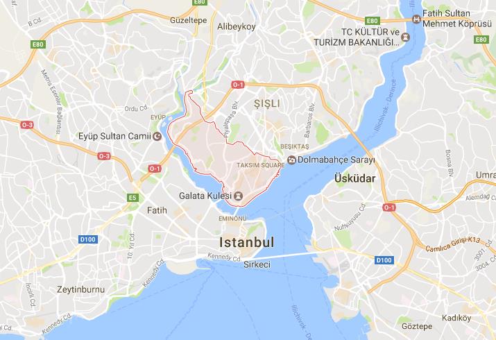 Where is Beyoglu on map Istanbul
