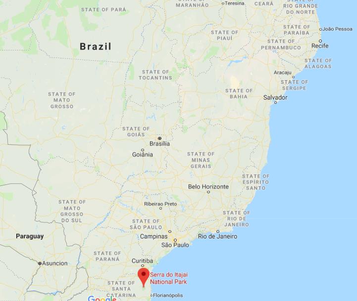 Where is Serra do Itajaí National Park on map of Brazil
